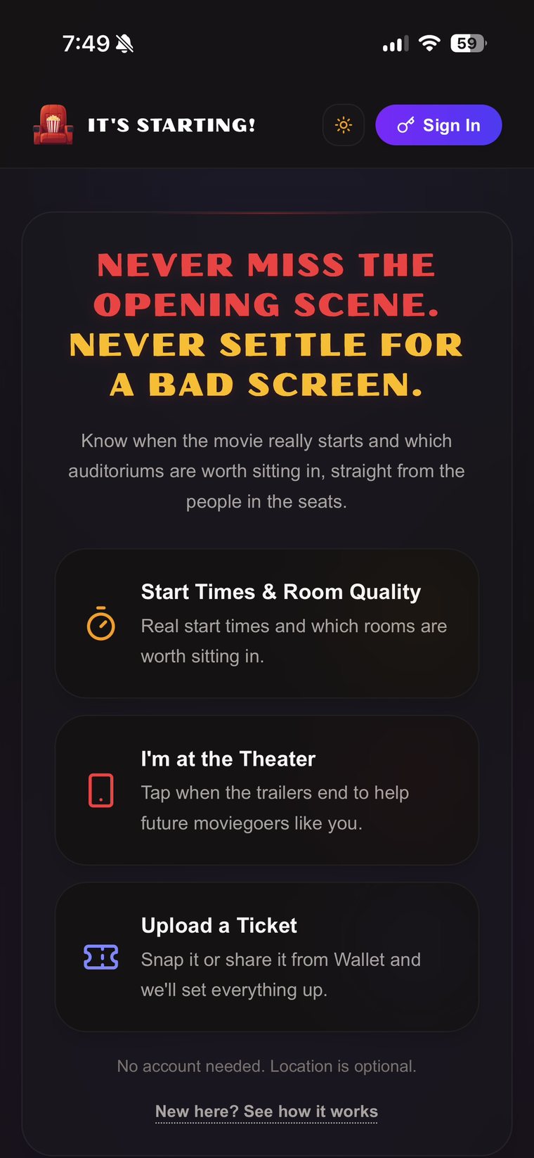 Home screen: never miss the opening scene, never settle for a bad screen